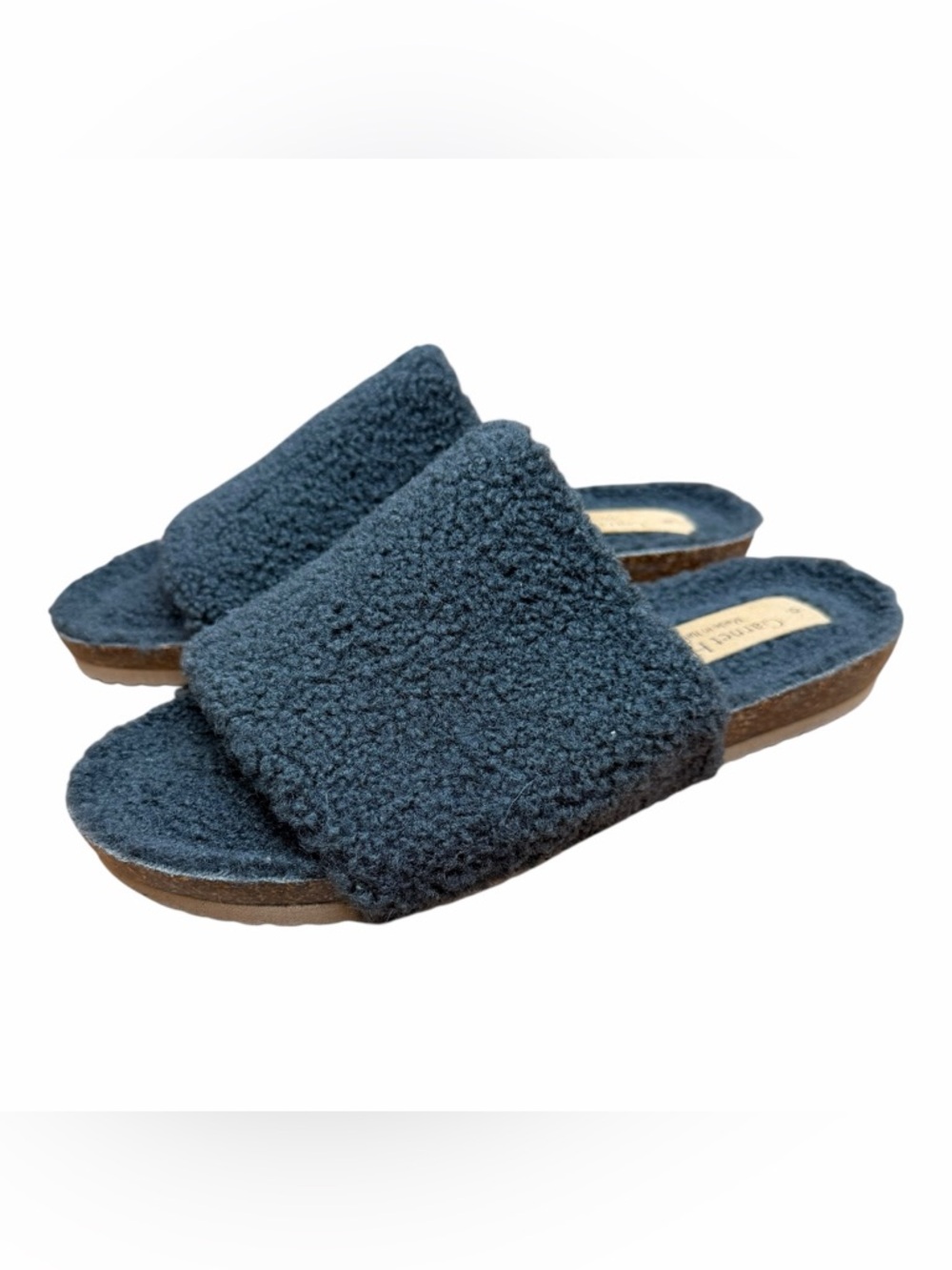 Garnet Hill Cozy women size  9 Navy Shearling Slide Sandals